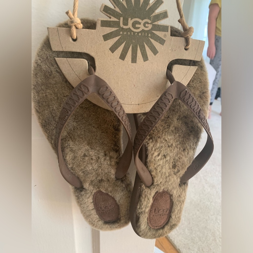 UGG Brown Fuzzy Sandals